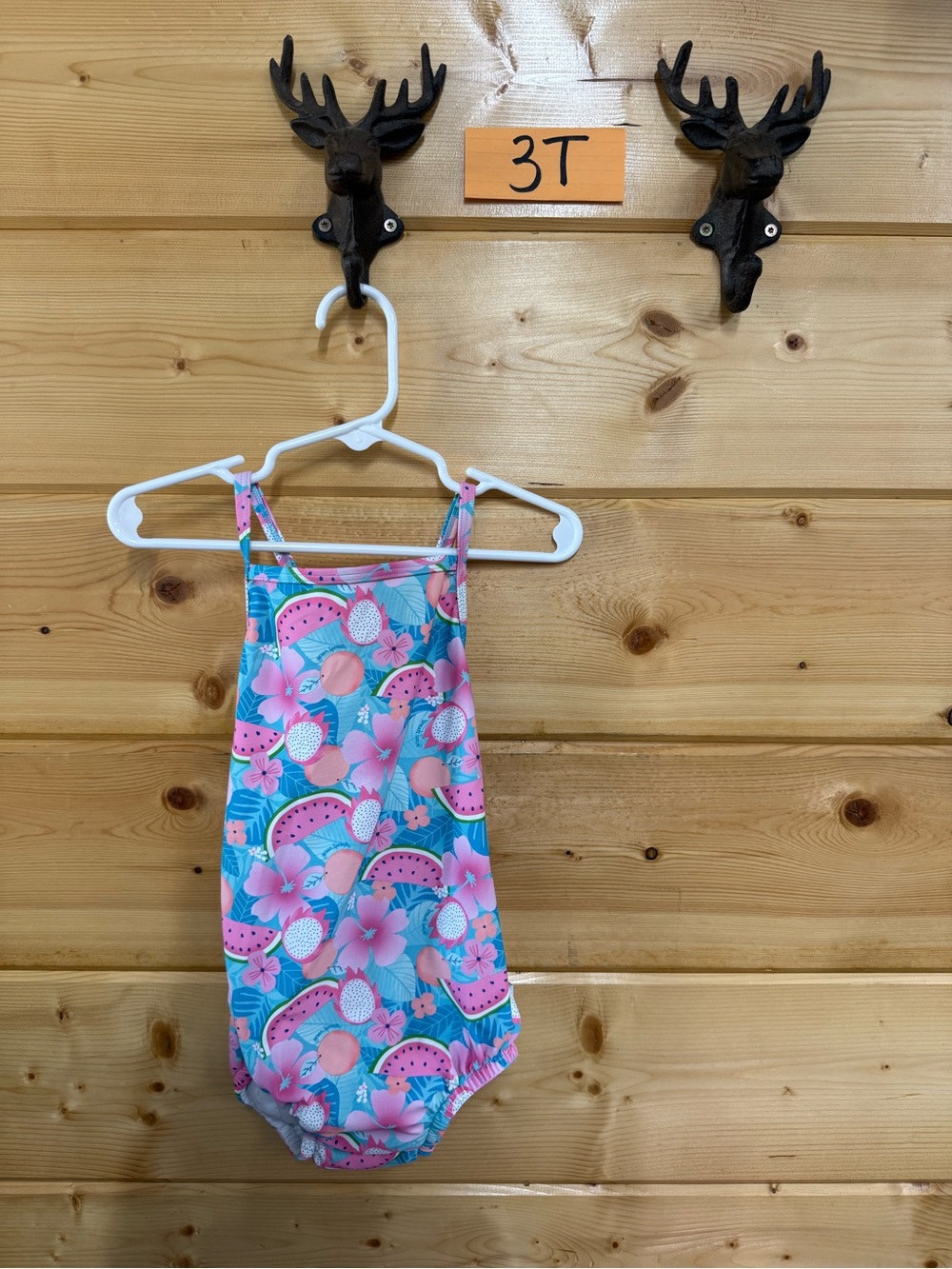 Girls' Blue & Pink Tropical One-Piece Swimsuit - 3T